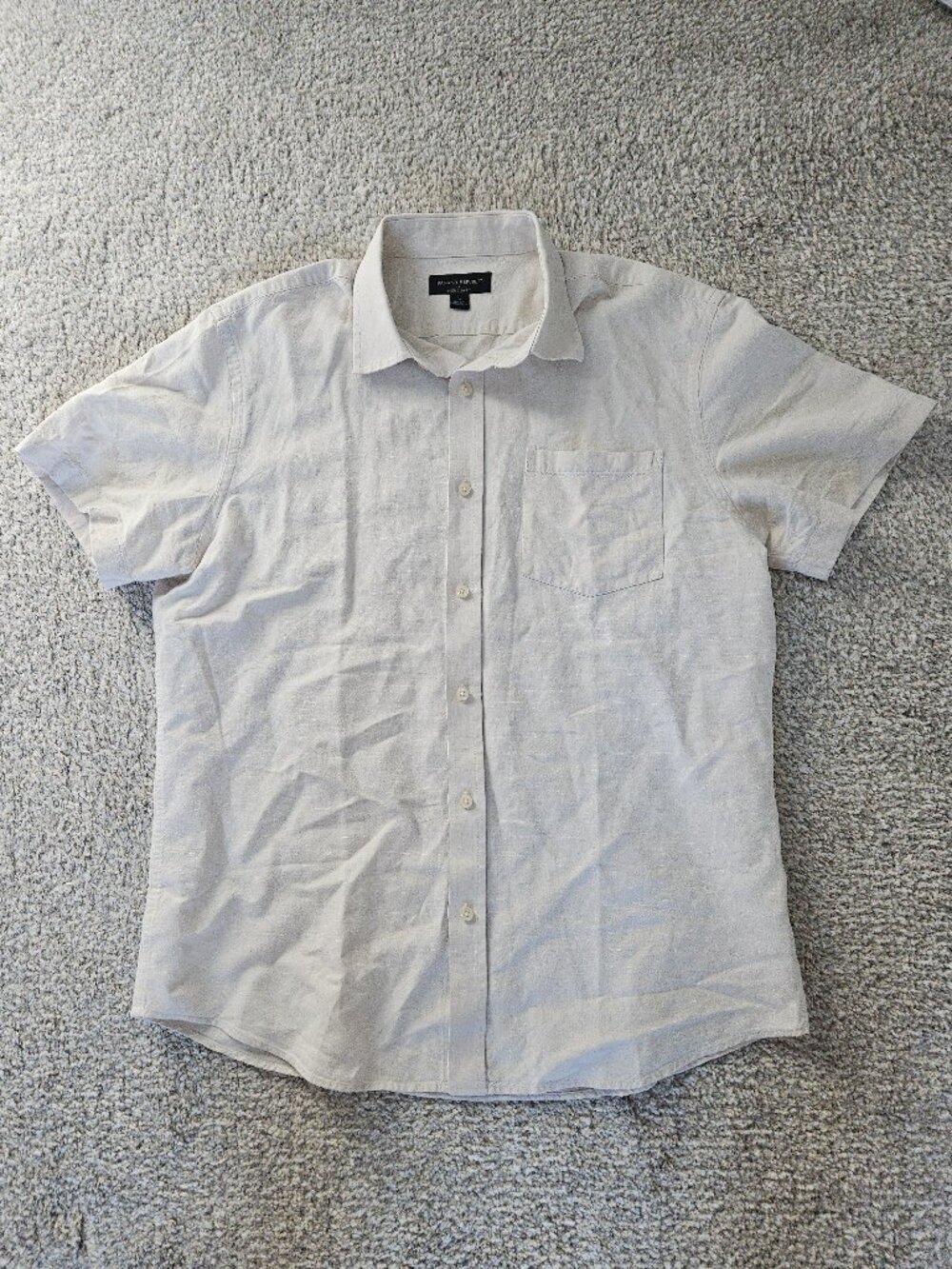 Banana Republic Slim-Fit Linen Blend Shirt in White, Men’s Size Large